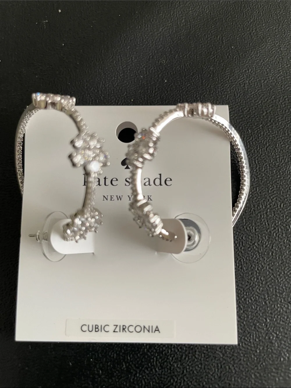 kate spade Silver Crystal Hoop Earrings